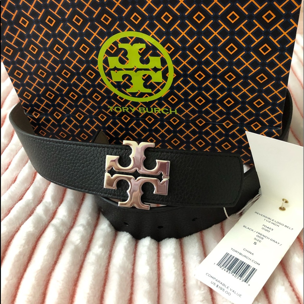 Tory Burch black leather belt size small, new with tag